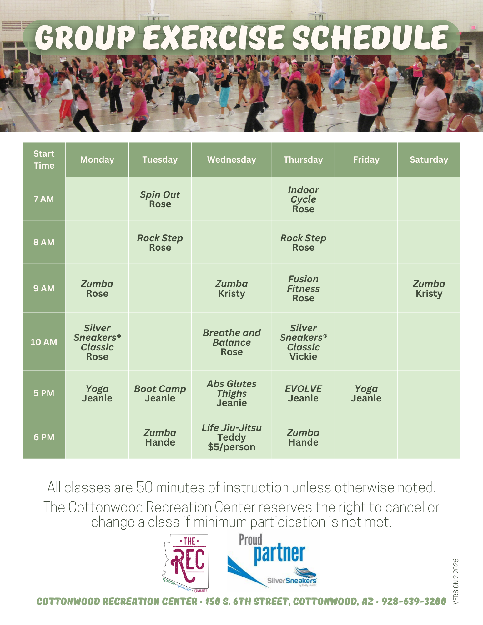 REC Group Exercise Schedules-2-2026 FRONT