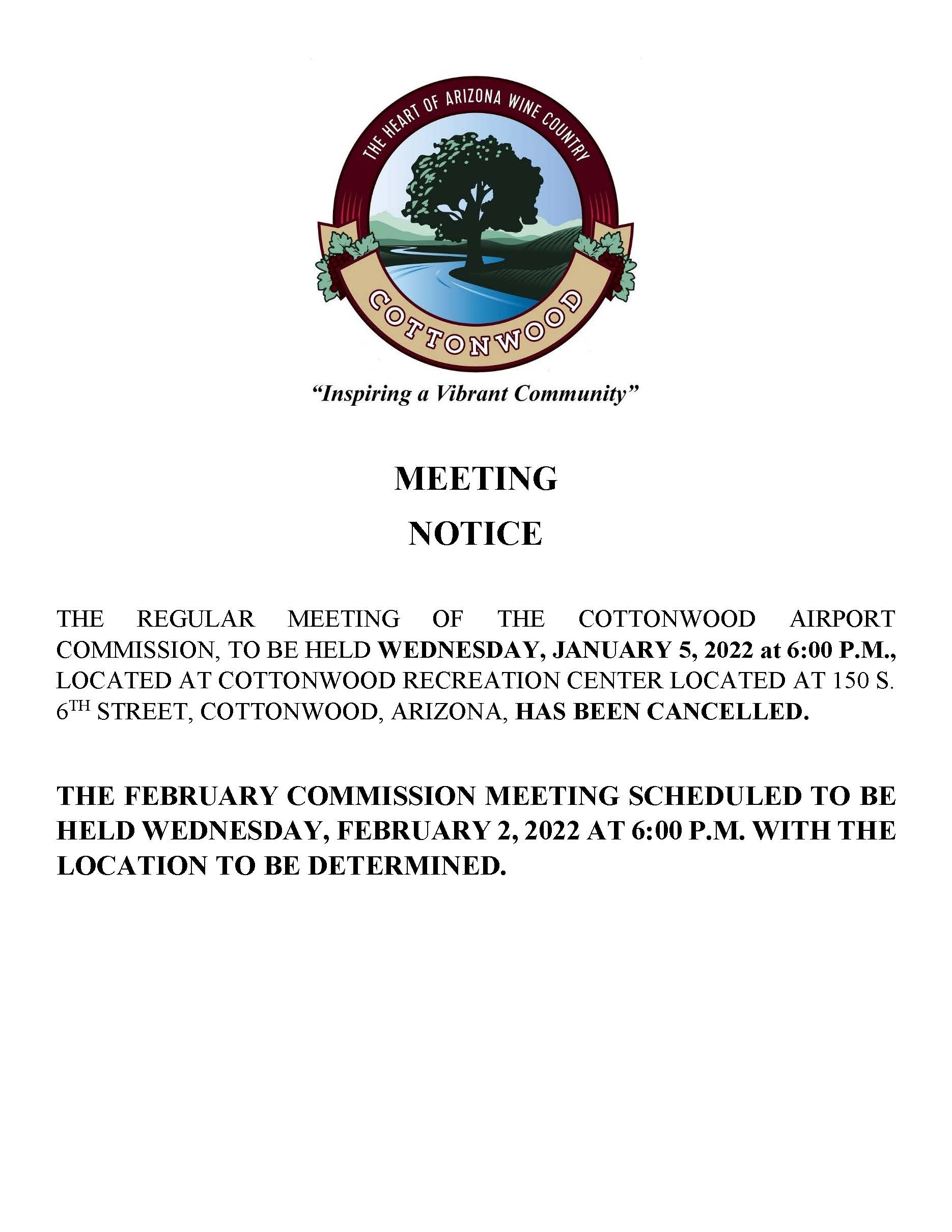 MEETING NOTICE JANUARY 2022 cancelled