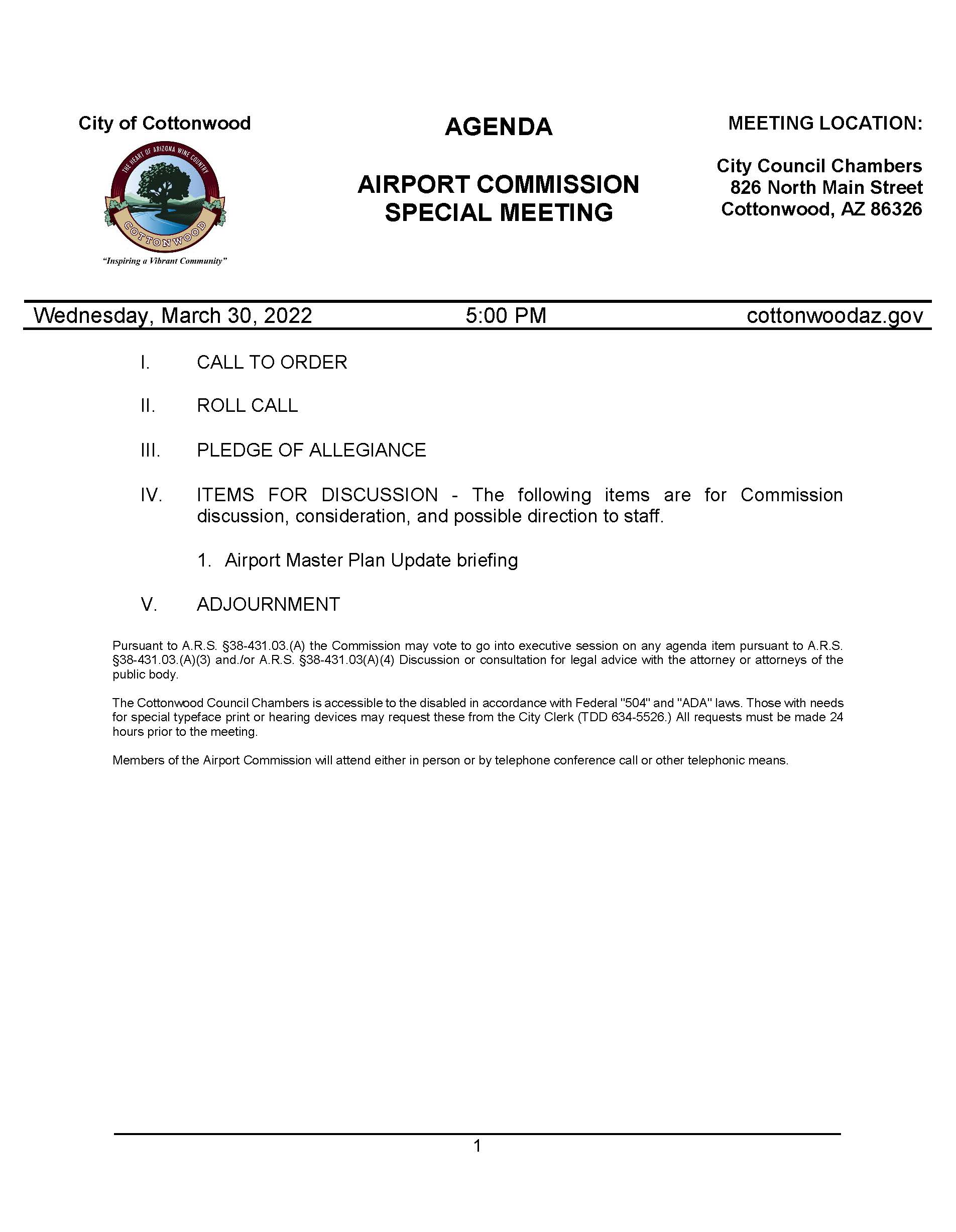 March 30 Airport Commission Special Meeting