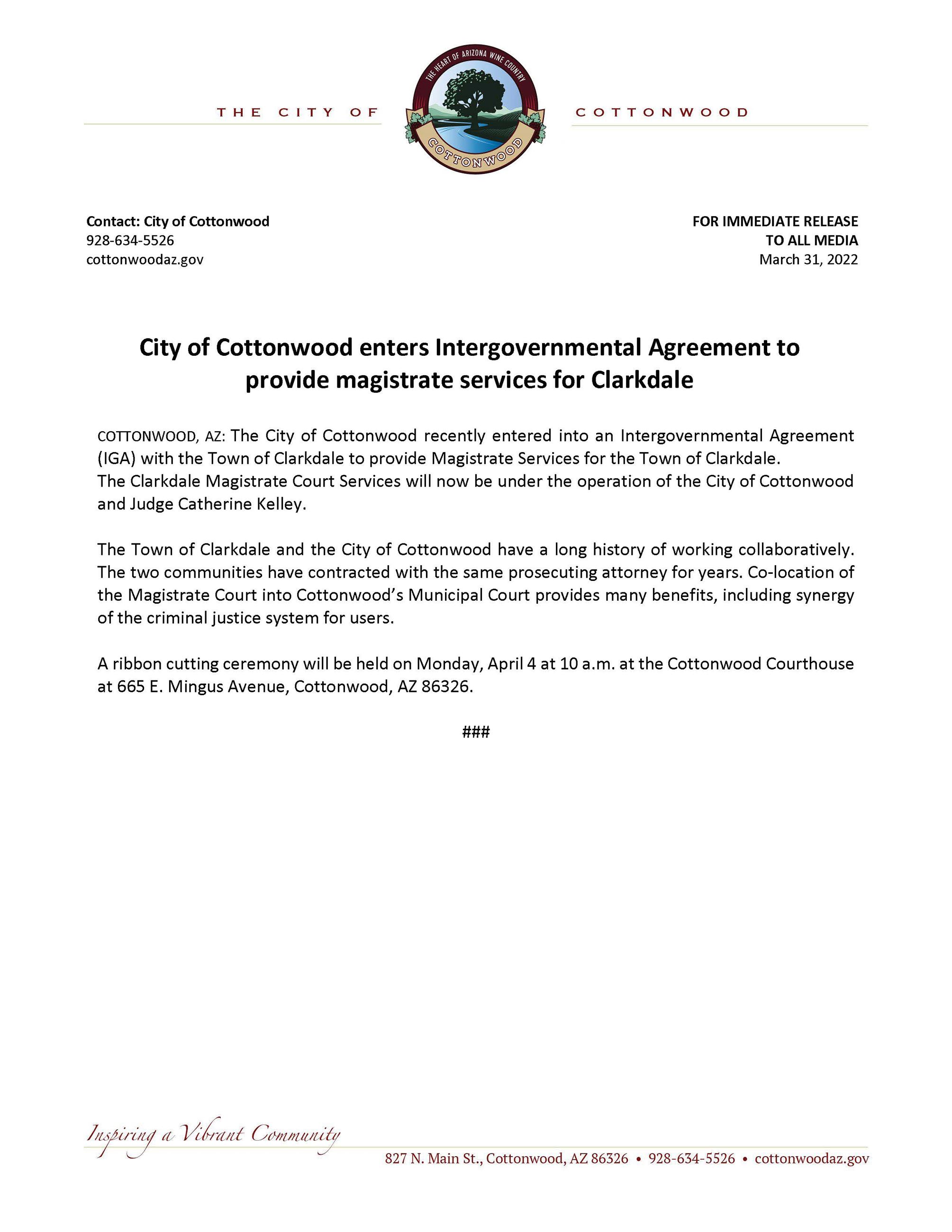 PRESS RELEASE - Magistrate Court Services (1)