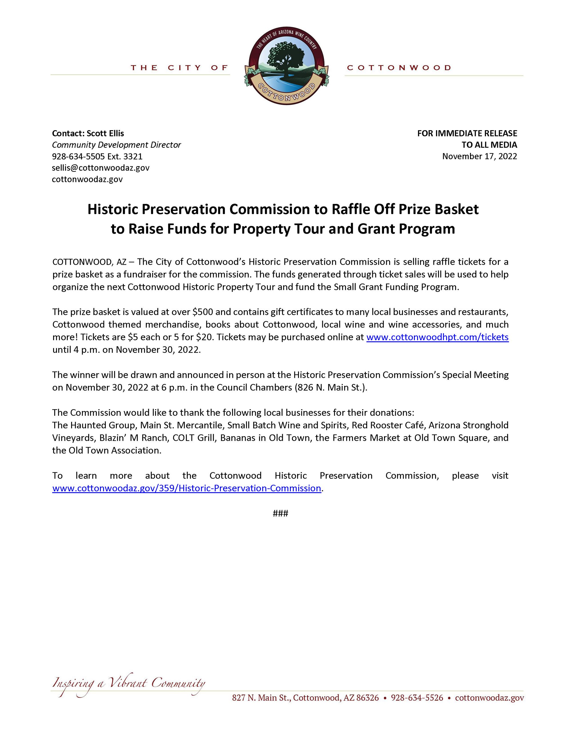 PRESS RELEASE - HPC Raffle 2022