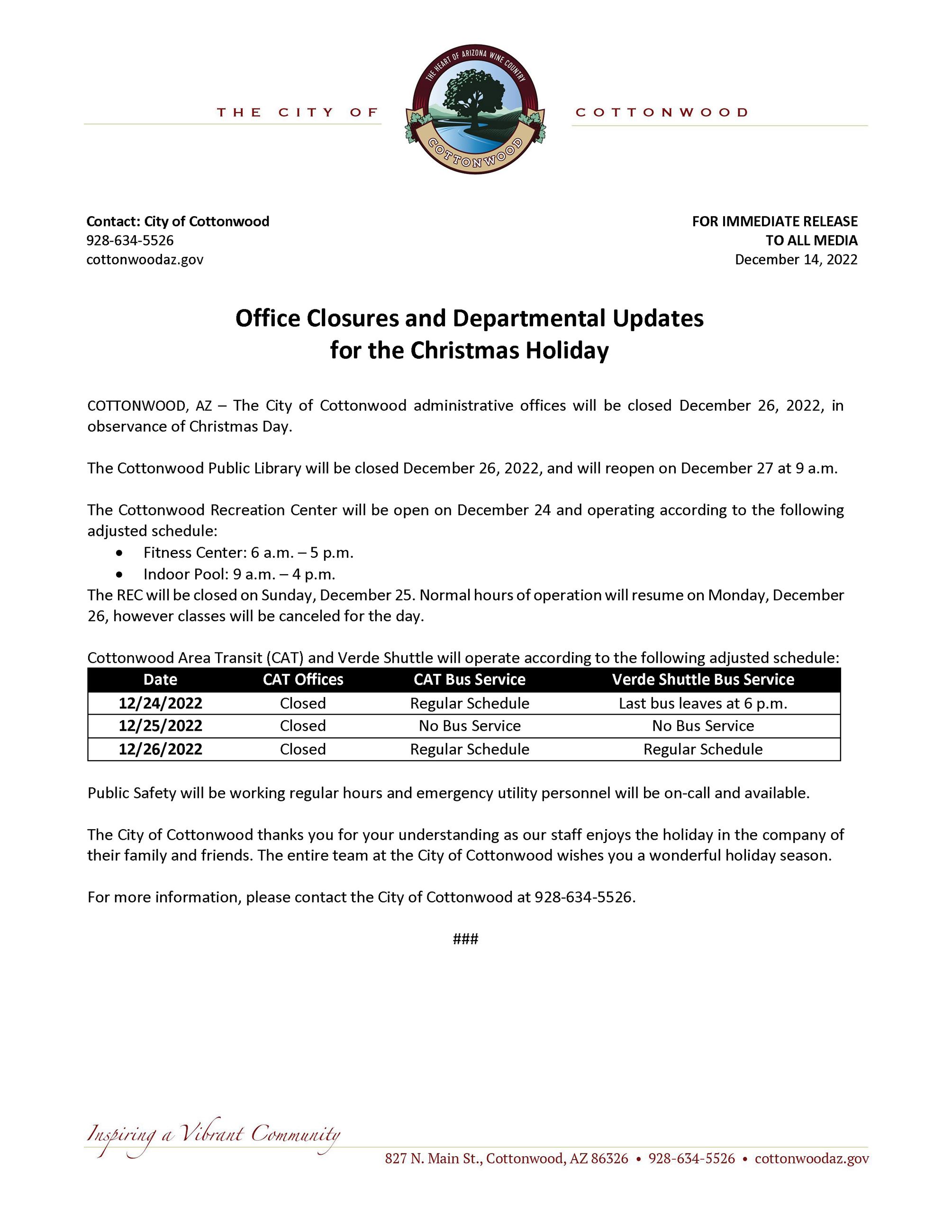 PRESS RELEASE - Christmas 2022