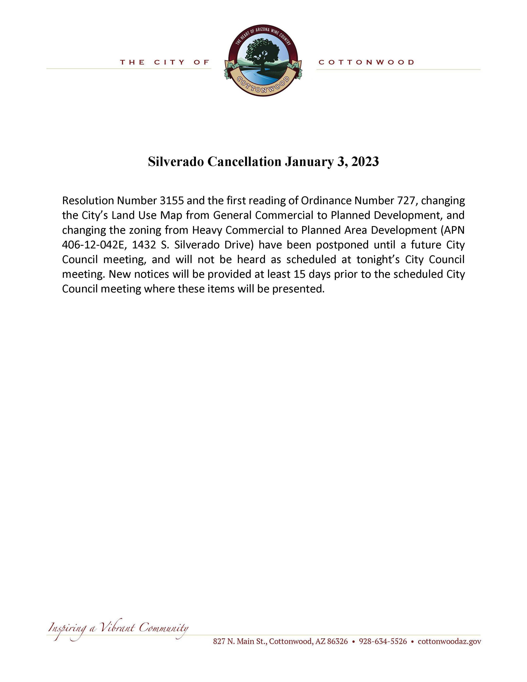 Silverado Cancellation