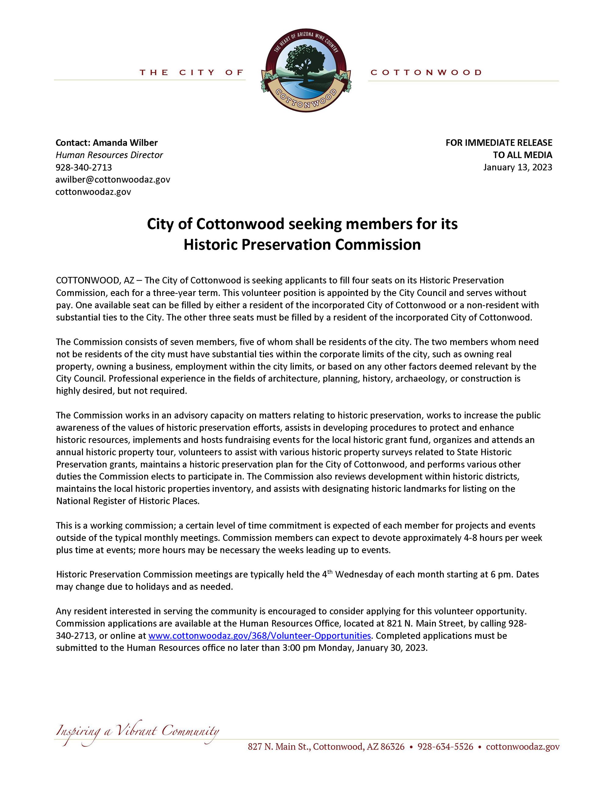 PSA- Historic Preservation Commission 1-30-23