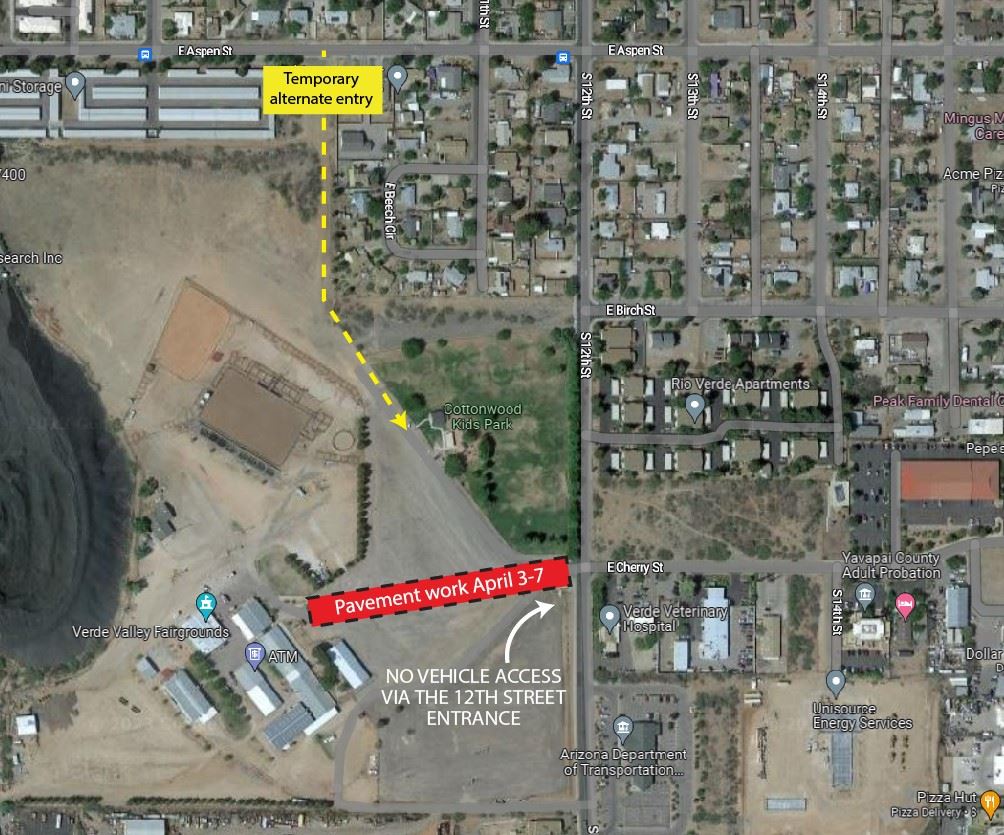 Map - temp park access april 3-7 2023