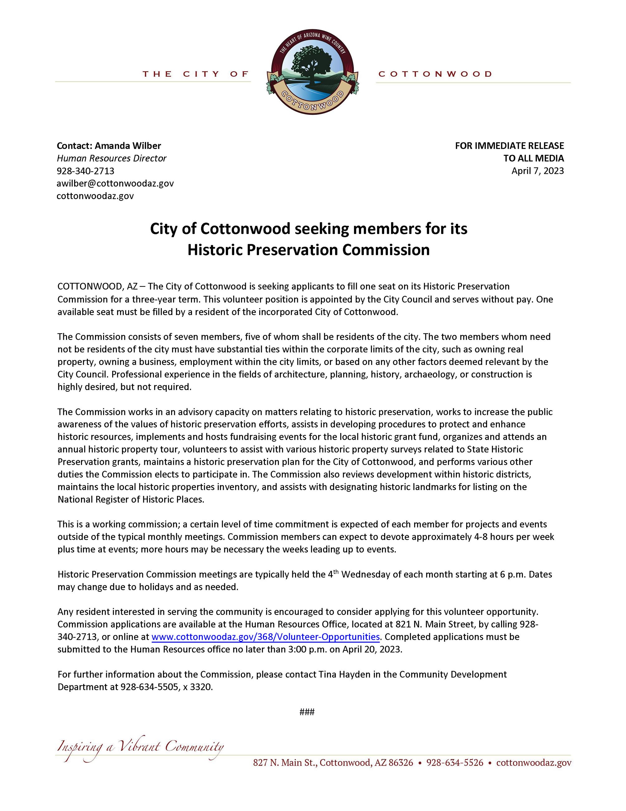 PSA- Historic Preservation Commission 4-20-23