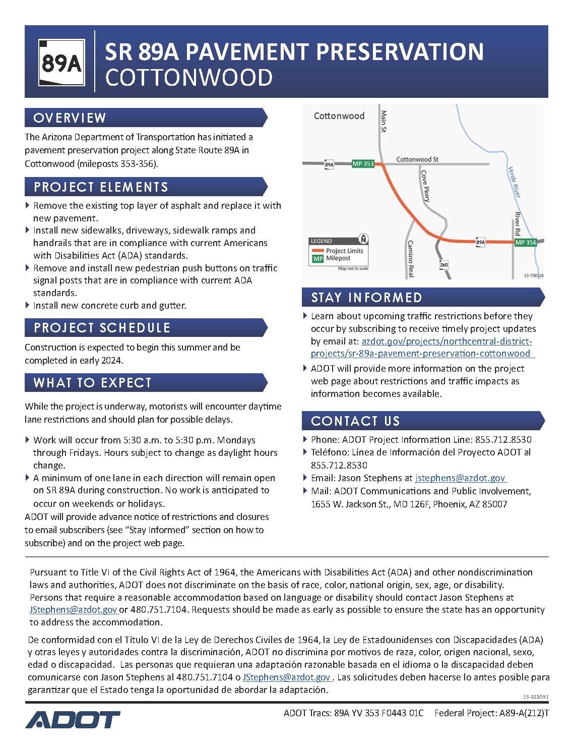 Flyer SR 89A Pavement Preservation Cottonwood_English
