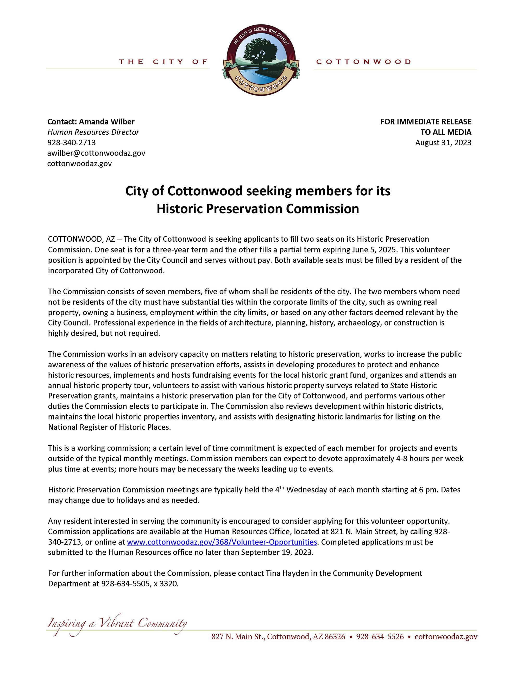 PSA- Historic Preservation Commission 9-19-23