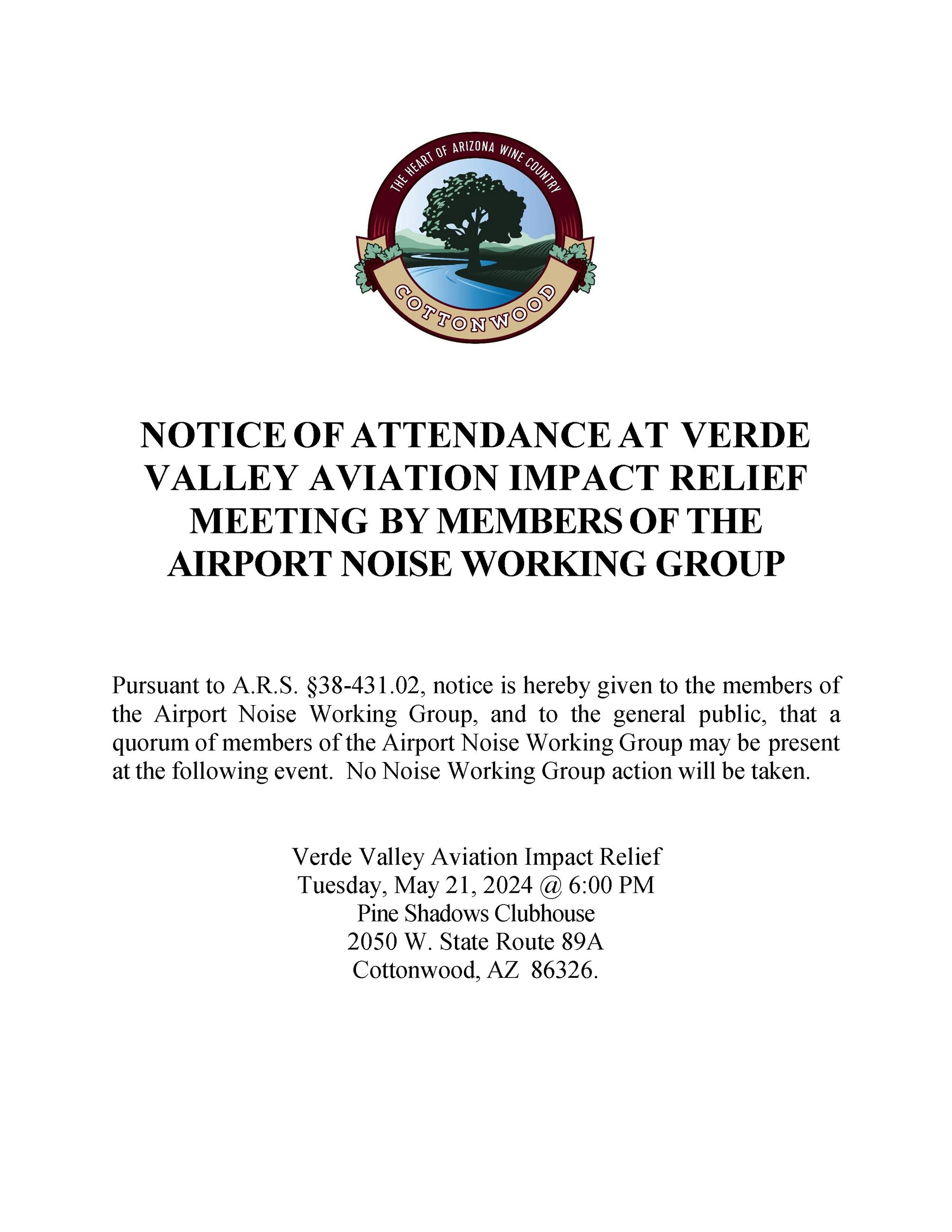 Quorum Notice - Airport Noise Working Group
